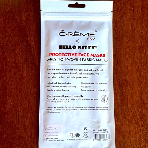 NWT The Crème Shop x hello kitty 3 ply disposable adult masks - Picture 3 of 9